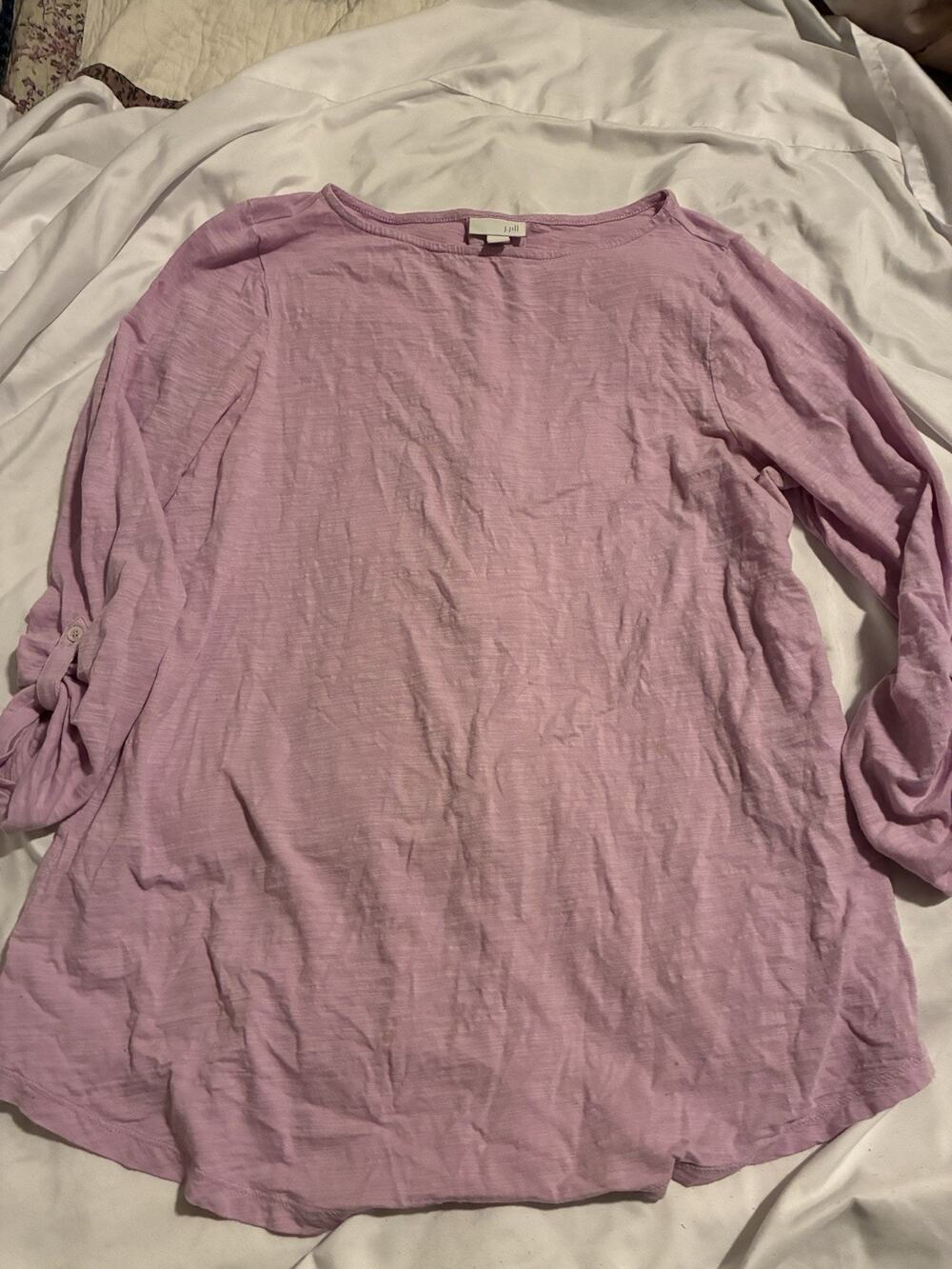 J. Jill Women's Purple Cotton Knit Solid Lightweight Scoop Neck Tunic Top M
